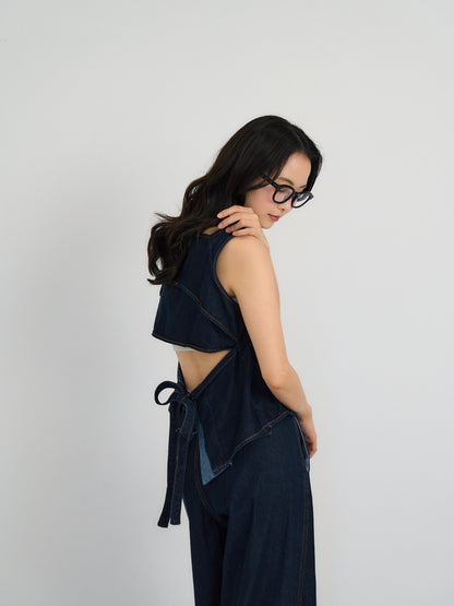 square neck denim top
