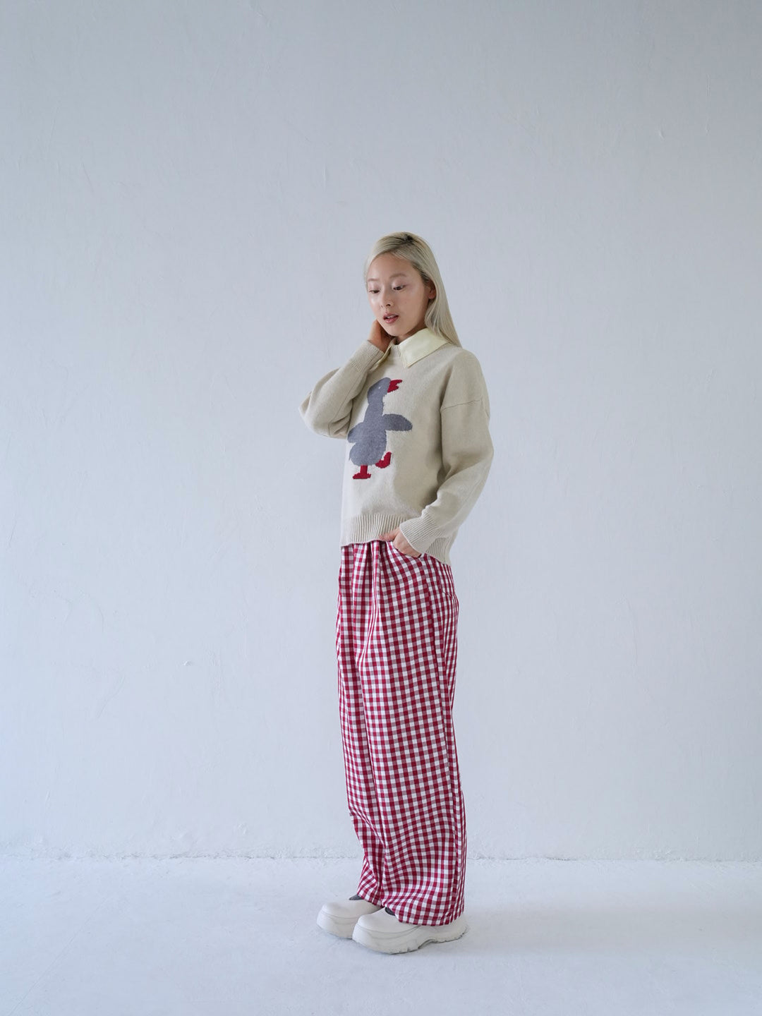 【 10月上旬発送予定 】gingham check wide pants
