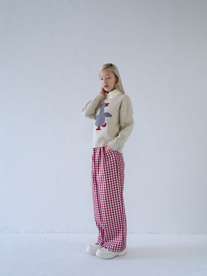 【 10月上旬発送予定 】gingham check wide pants