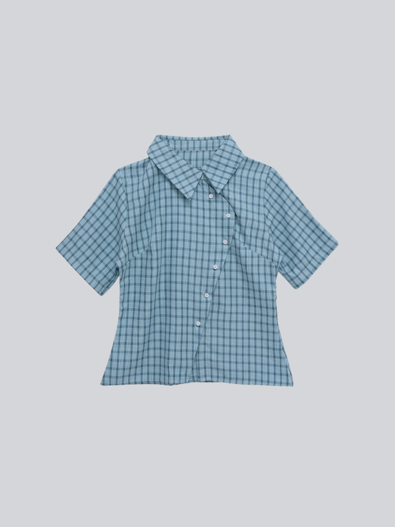 retro check button shirt