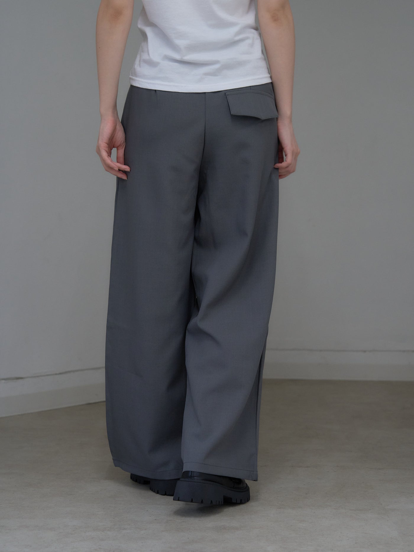 high waist ribbon wide pants