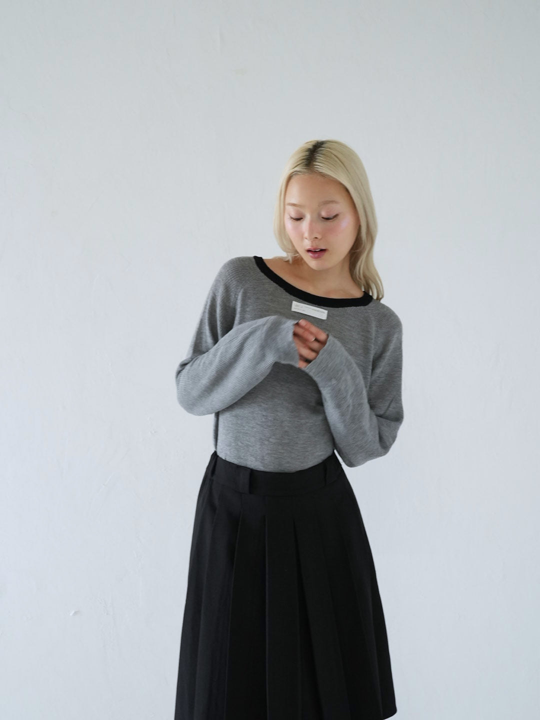 【 10月上旬発送予定 】contrast trim rib knit top