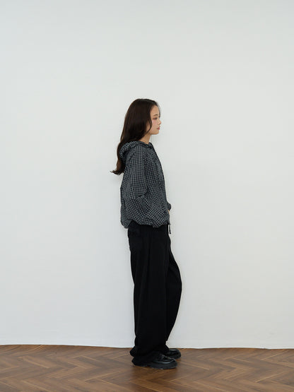 check hooded shirt
