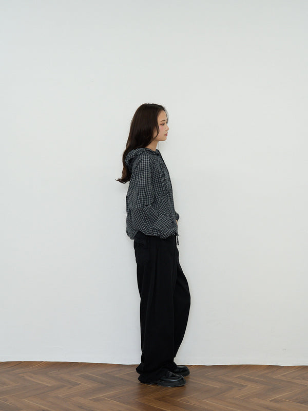 check hooded shirt