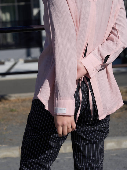 crinkle ribbon long sleeve shirt