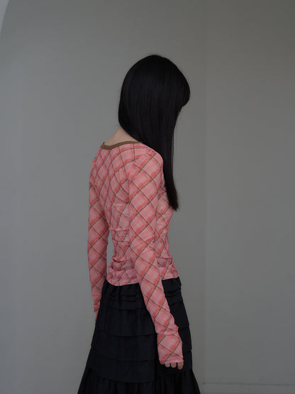 check slim long sleeve tee