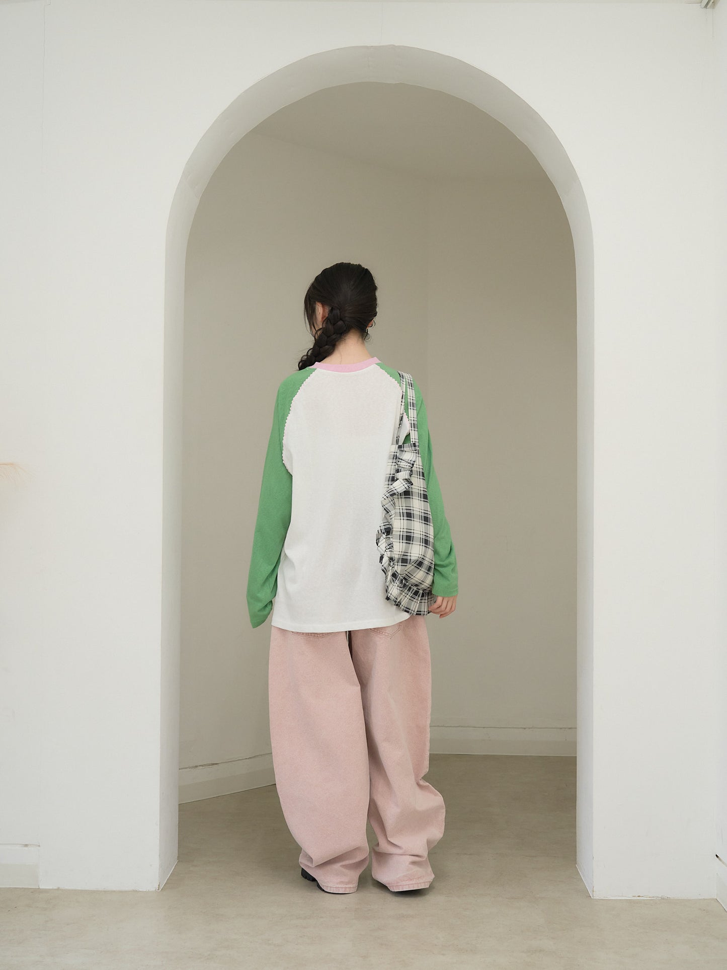 vintage raglan print long  tee