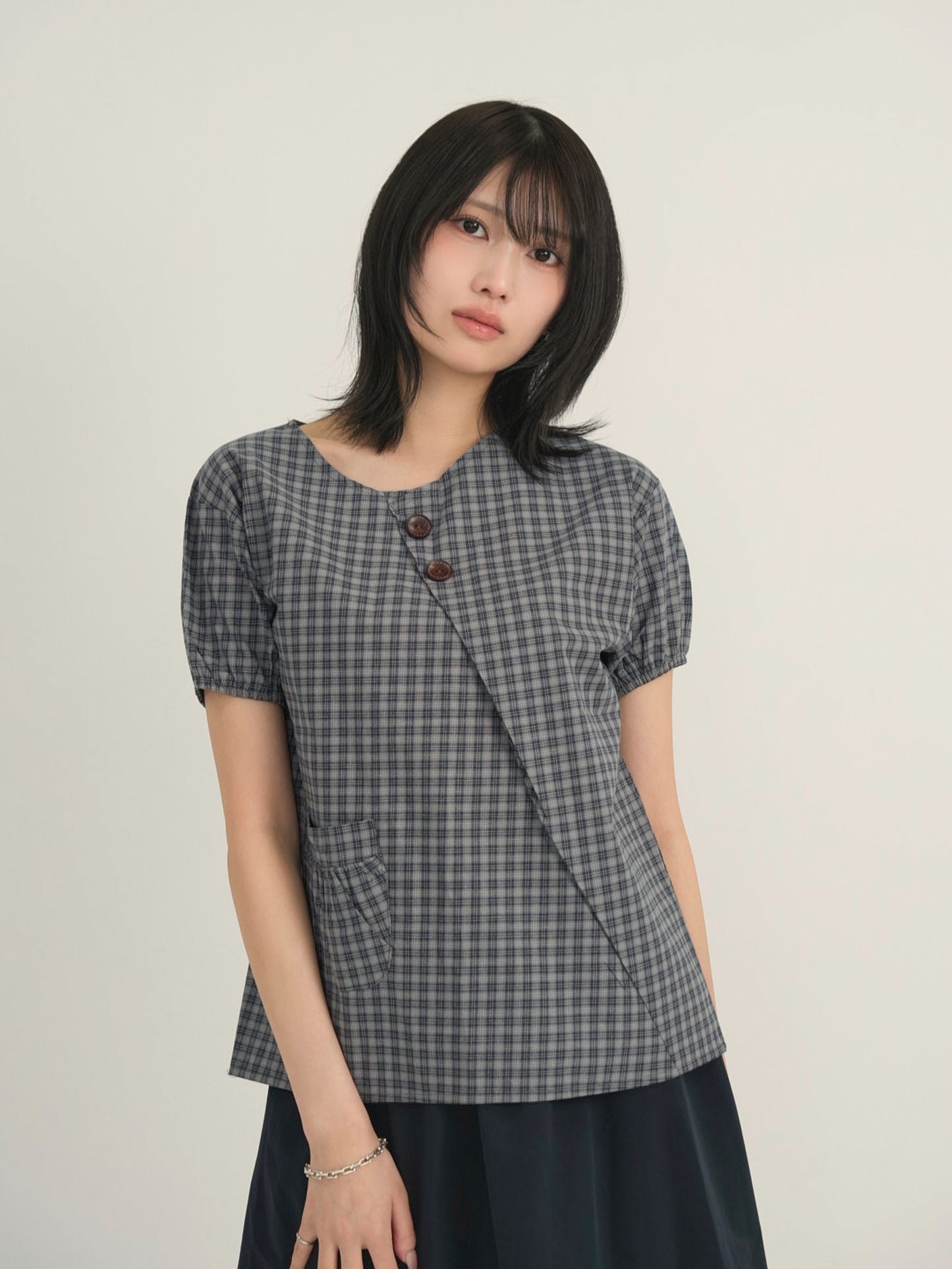 asymmetry check blouse