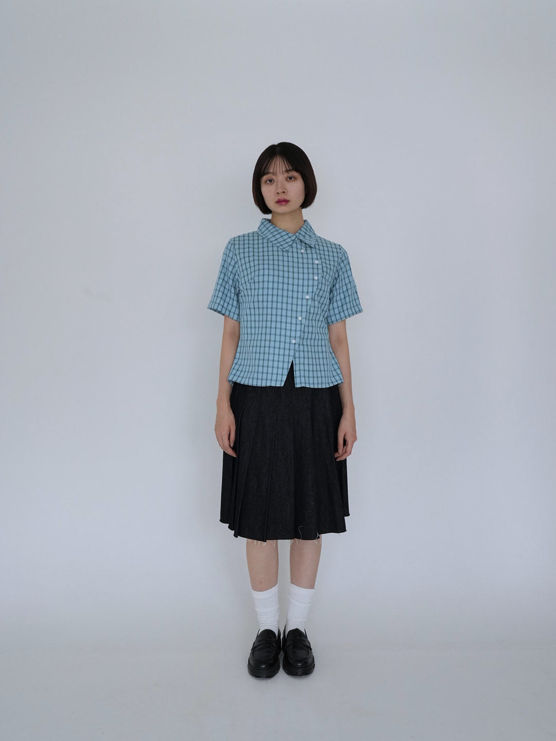 retro check button shirt