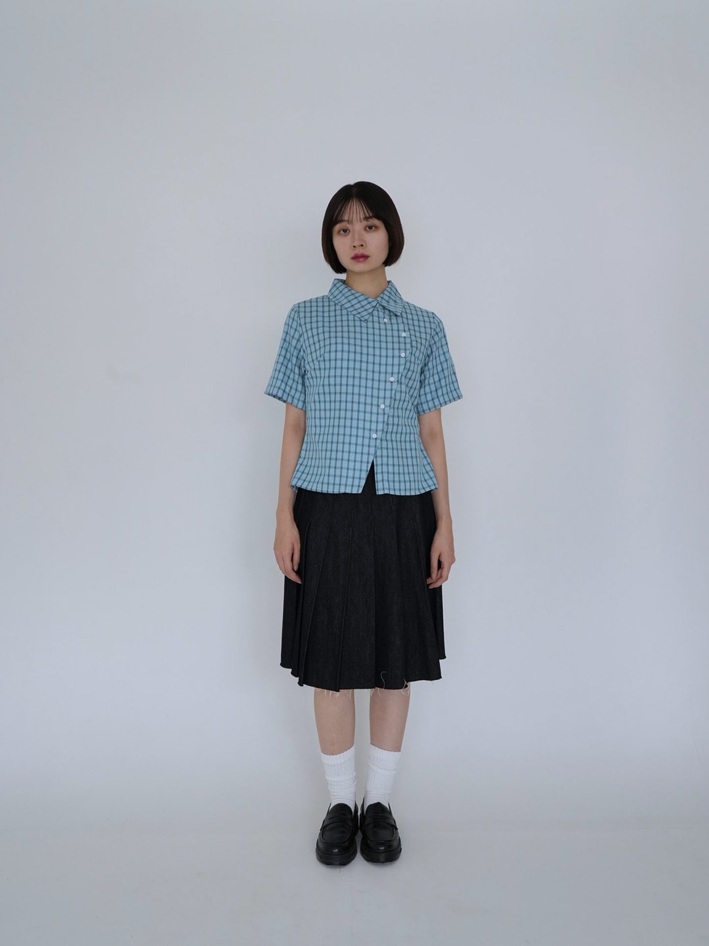 retro check button shirt