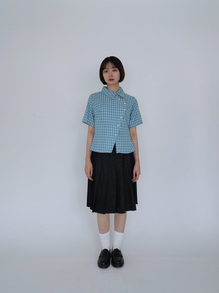 retro check button shirt