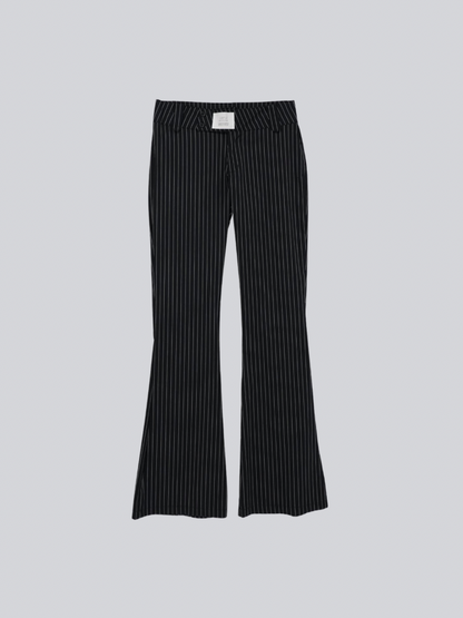 low rise pinstripe flare pants