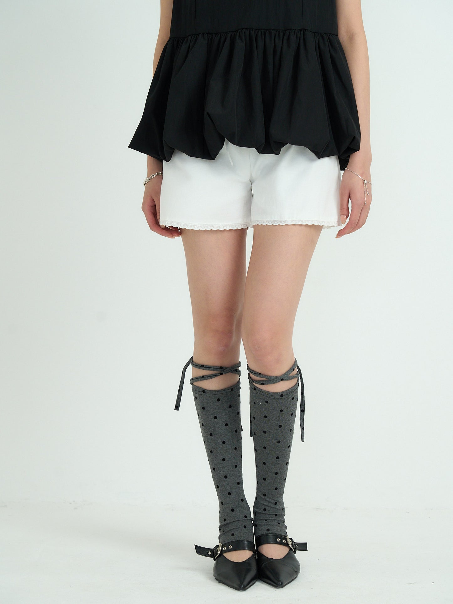polka dot lace-up leg warmers