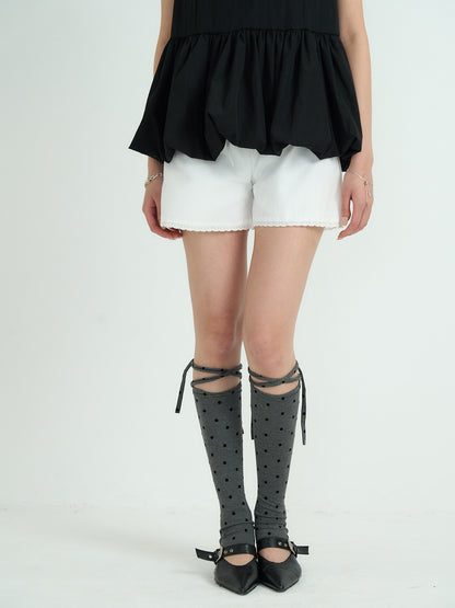 polka dot lace-up leg warmers