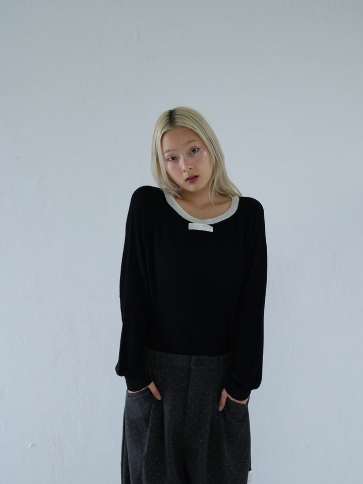 【 10月上旬発送予定 】contrast trim rib knit top