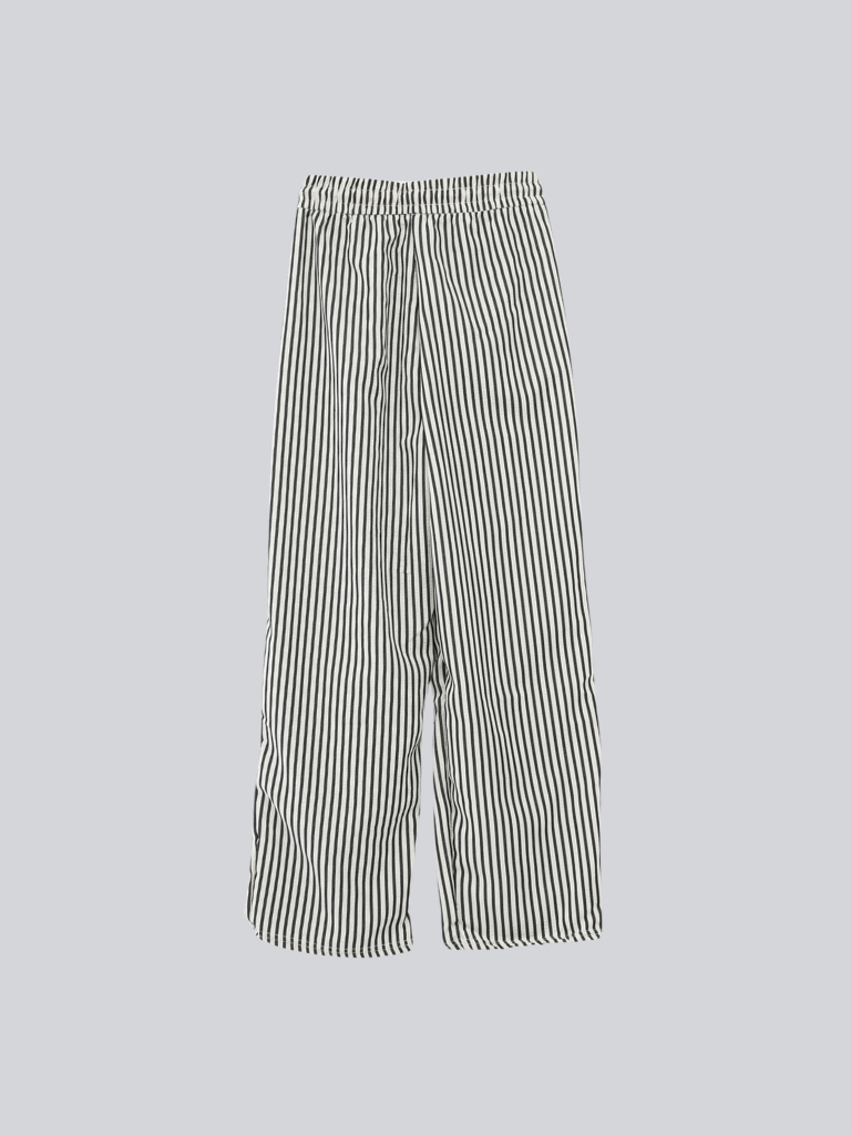 striped drawstring wide pants