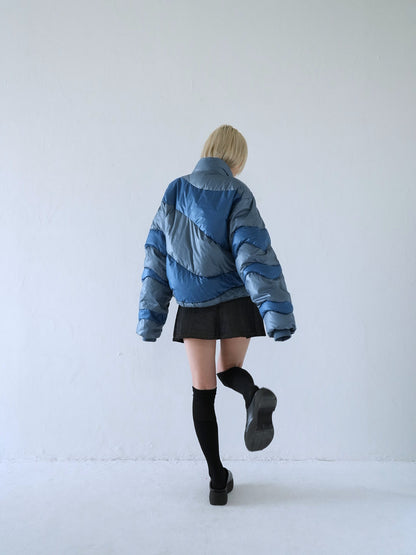 wave bicolor down jacket