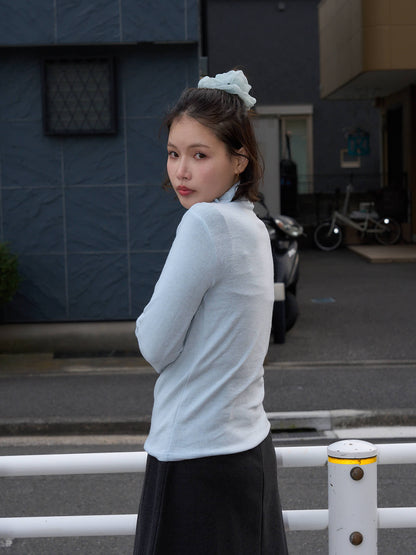 button high neck knit
