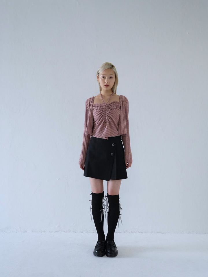 【 10月上旬発送予定 】ribbed ruched cami & cardigan set