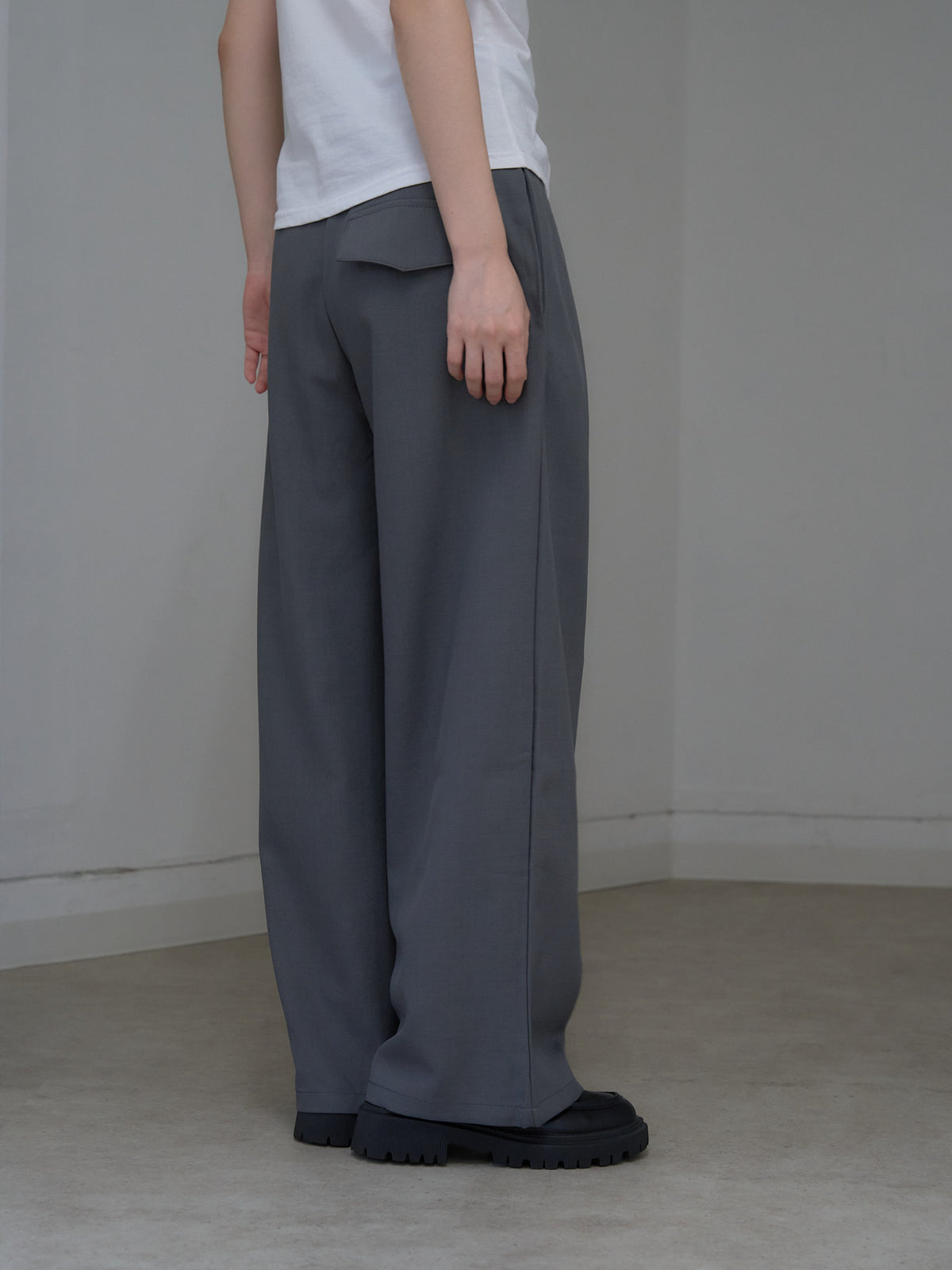 high waist ribbon wide pants