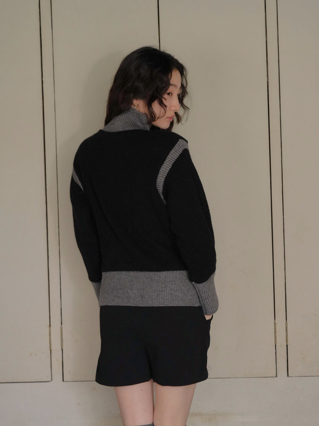 color block knit cardigan