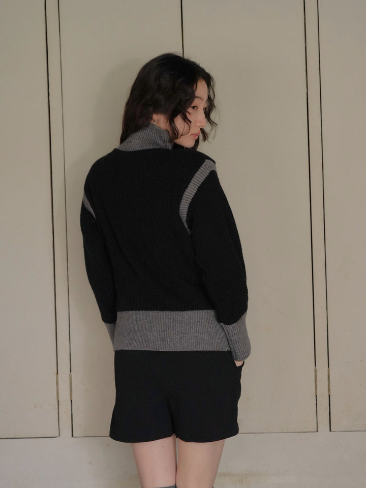 color block knit cardigan