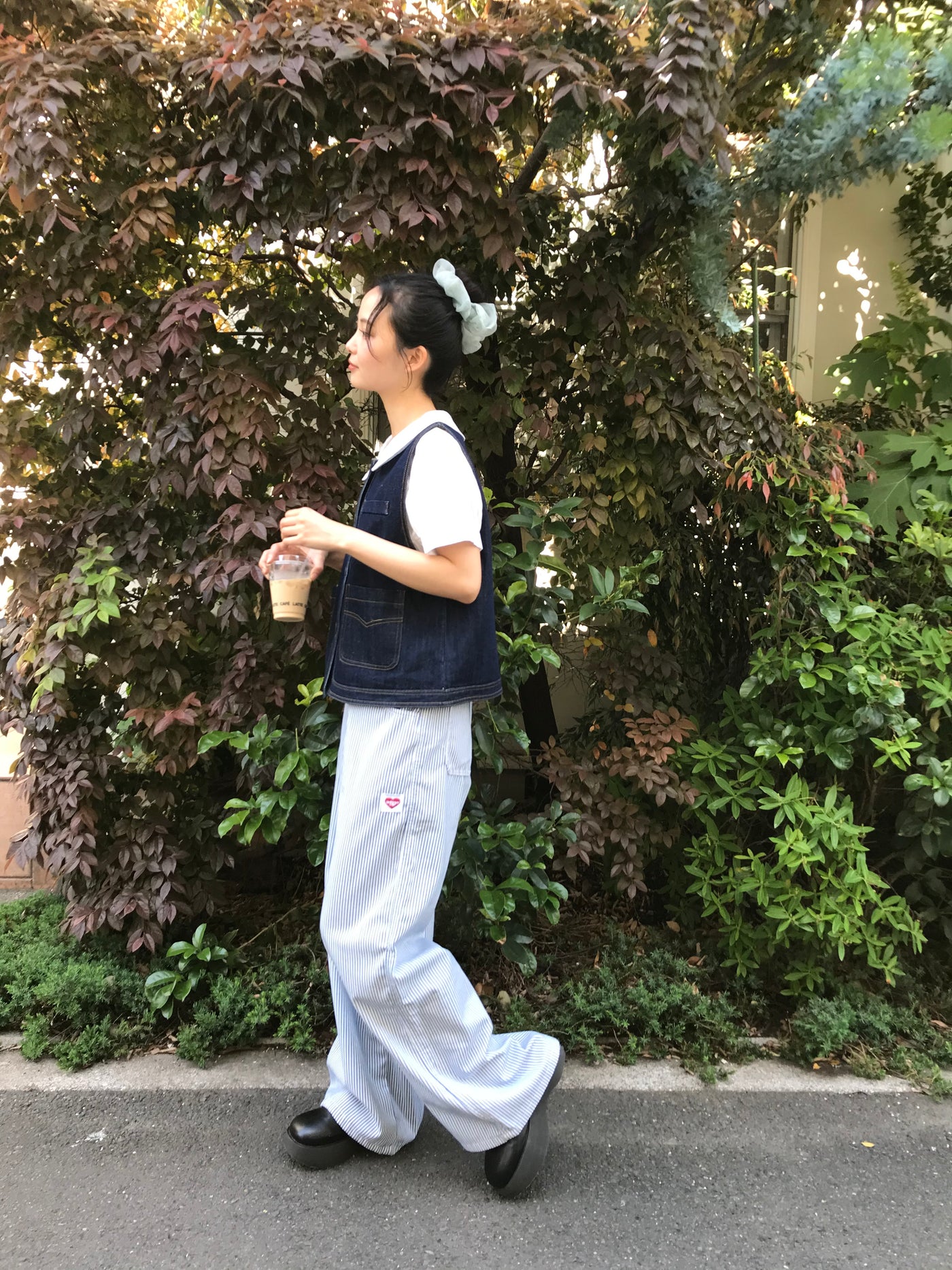 ストライプ ワイドパンツ 大人カジュアル レディース Uenui