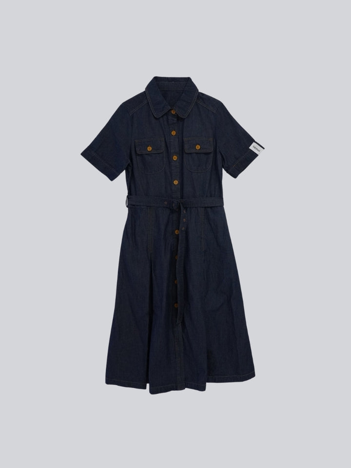 belted denim shirt dress