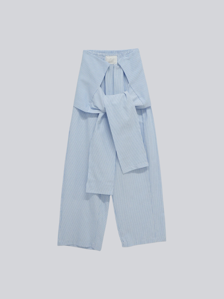waist ribbon wide pants