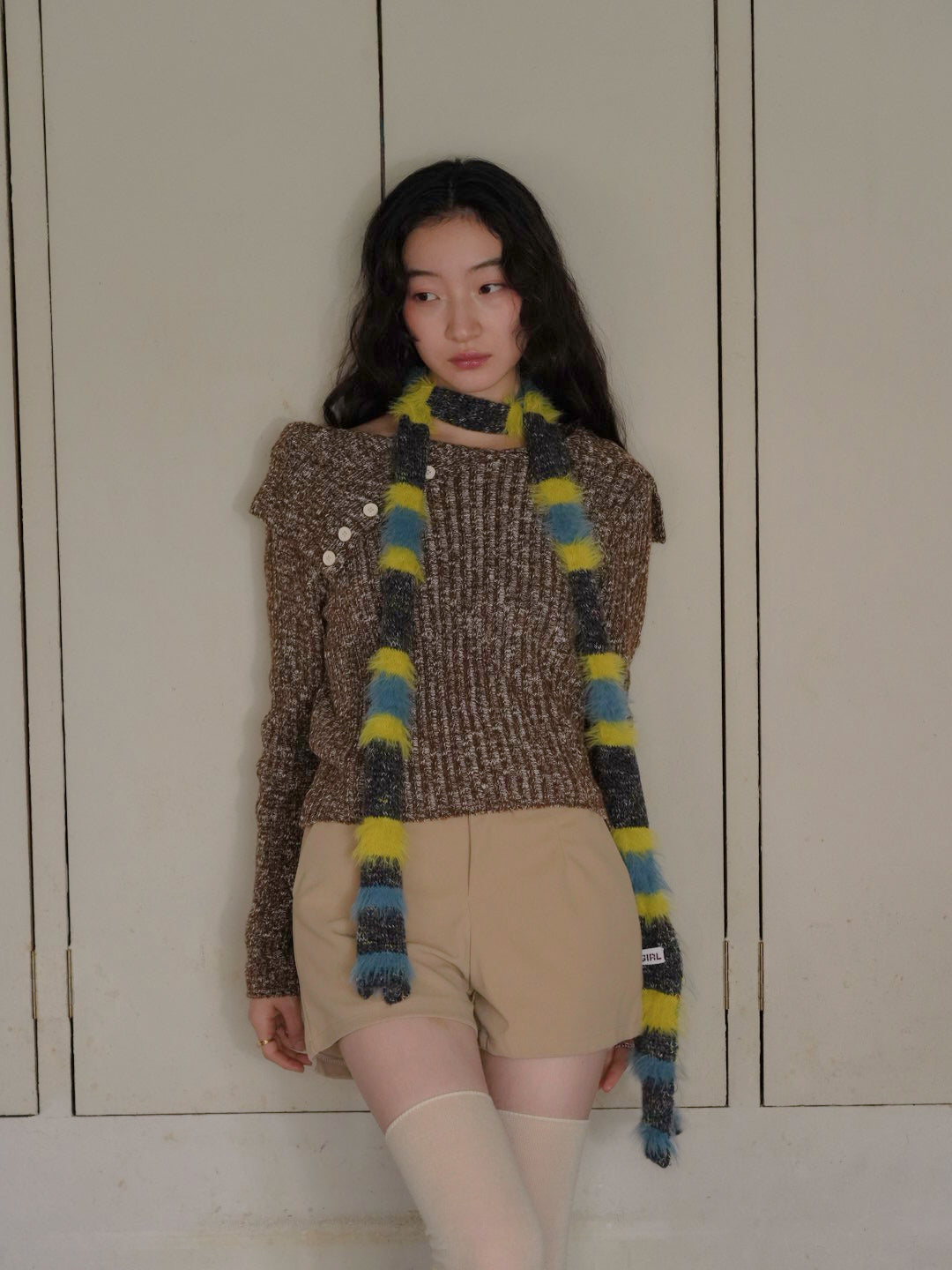 furry stripe knit muffler 【 11/6 19:00 発売予定 】