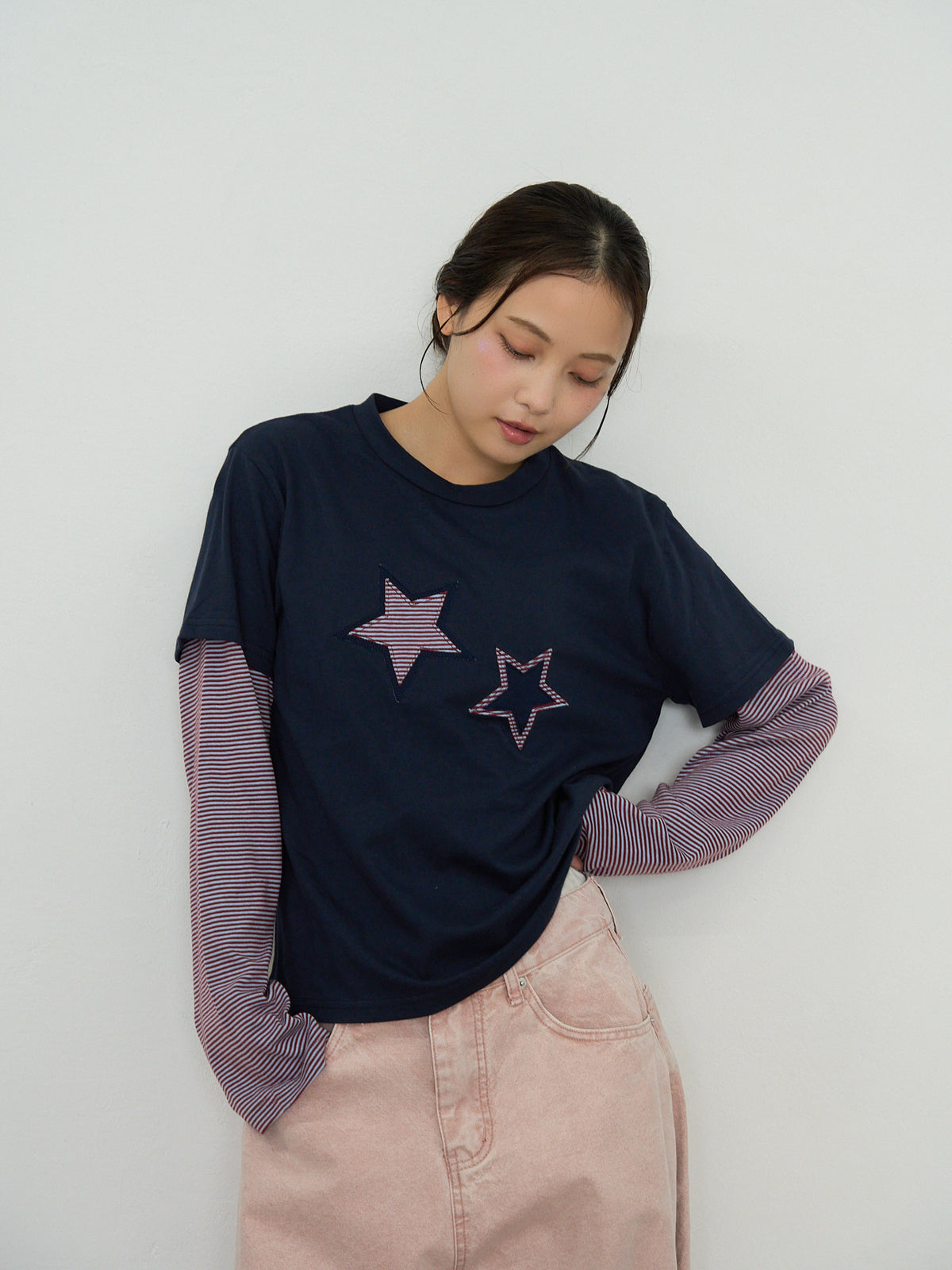 star border layered long sleeve tee