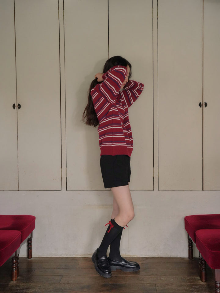 retro stripe collar knit