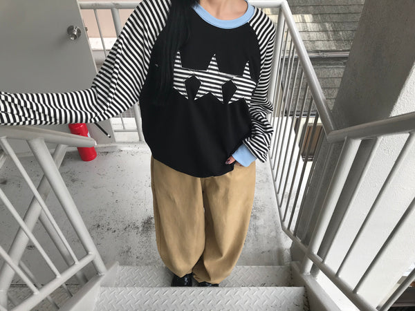 star patch border long tee