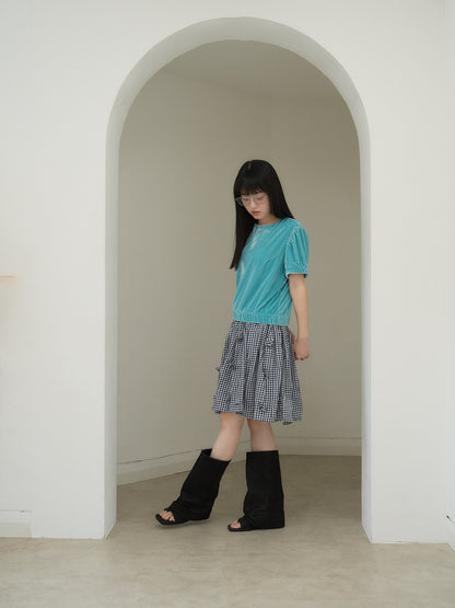 navy check skirt
