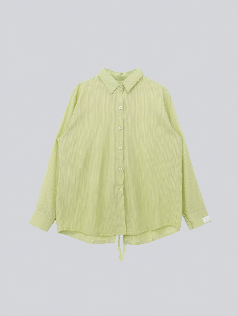 crinkle ribbon long sleeve shirt