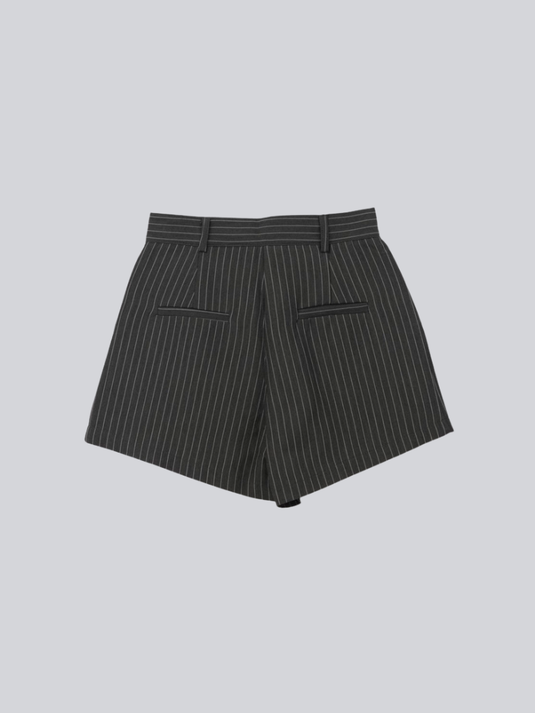 pinstripe pleated shorts