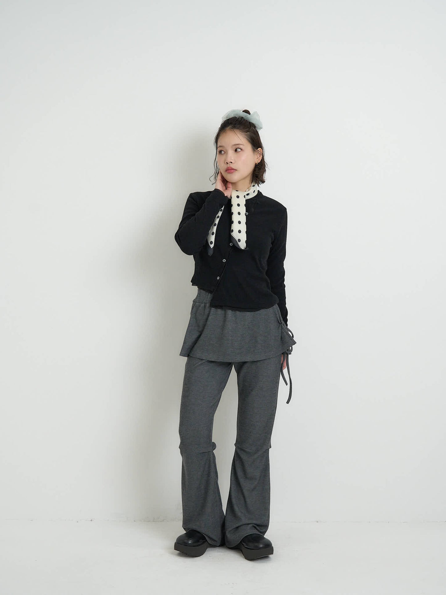 asymmetric button rib cardigan