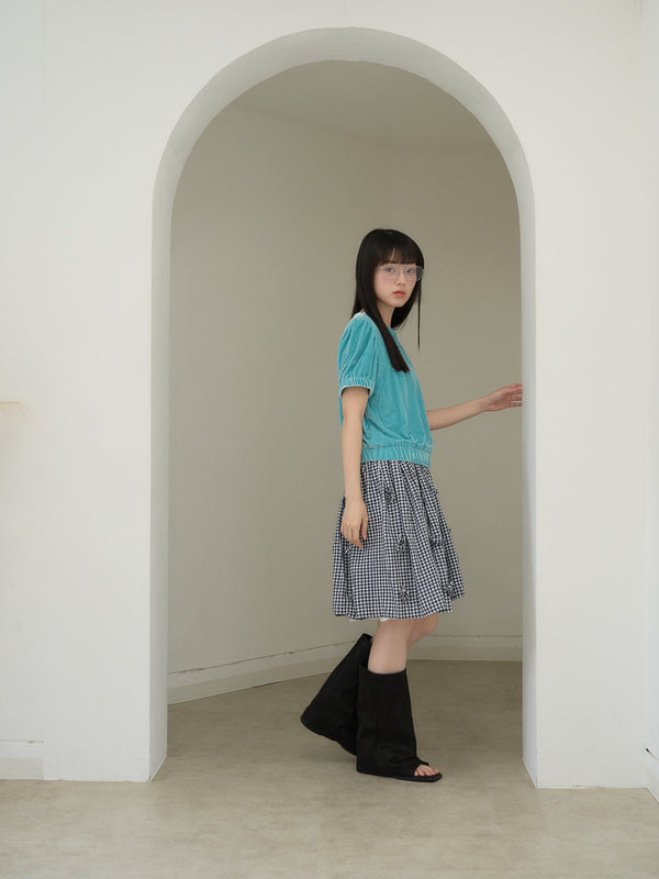 navy check skirt
