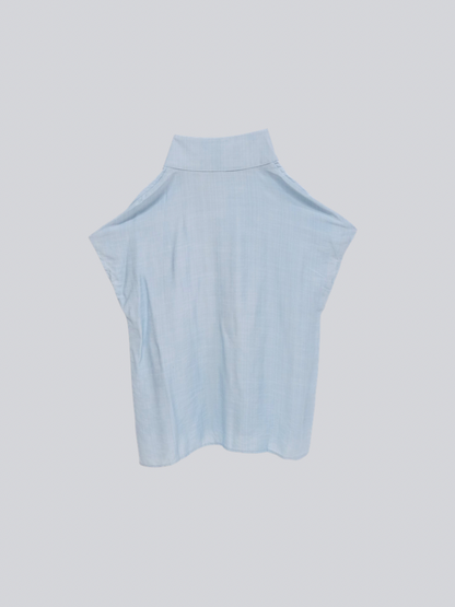 cotton linen stand collar shirt