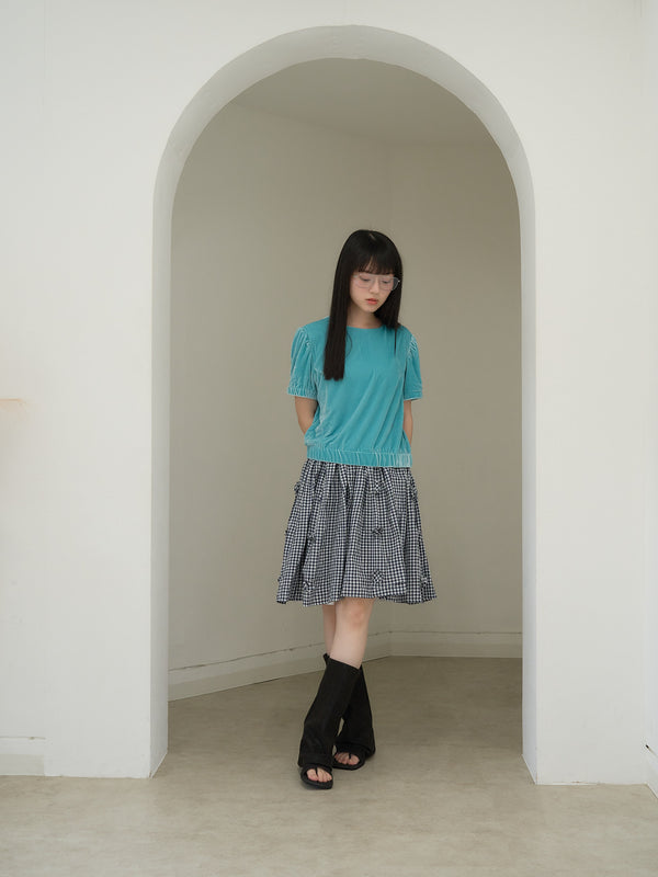 navy check skirt