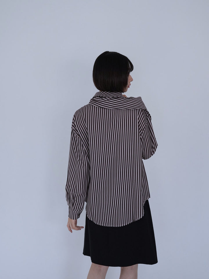 【8月26日発送予定】asymmetric stripe shirt
