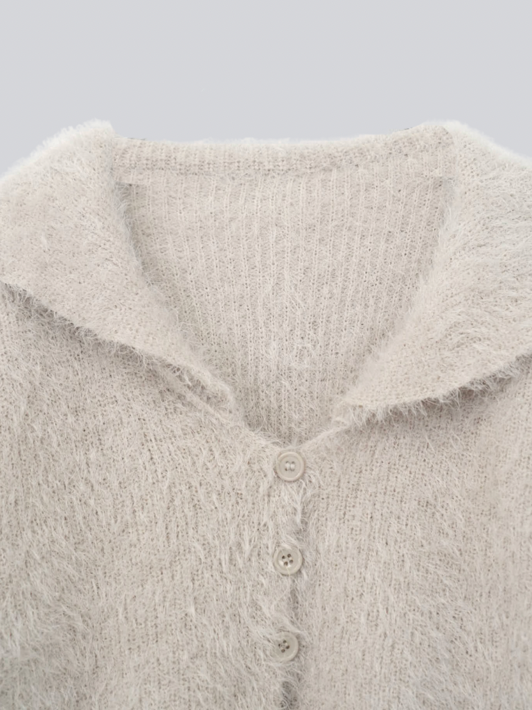 shaggy knit sailor cardigan