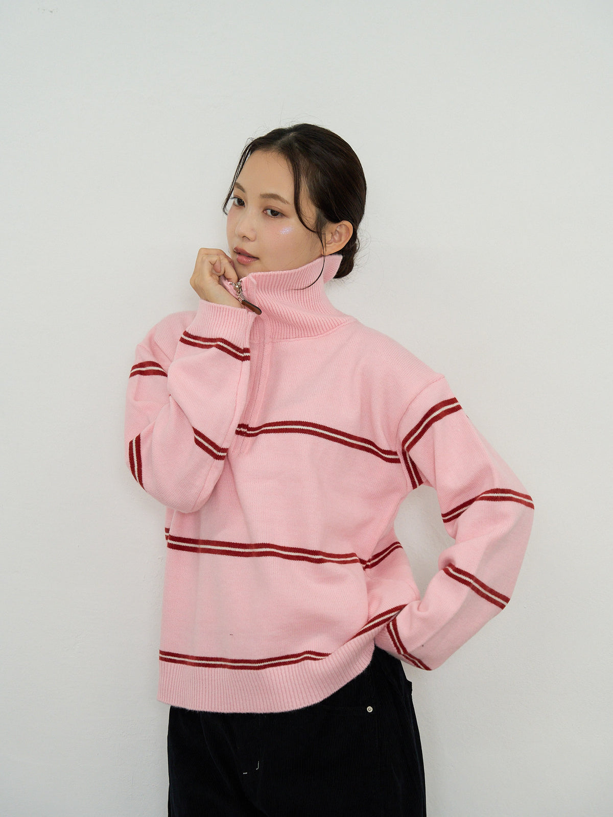 border half zip knit