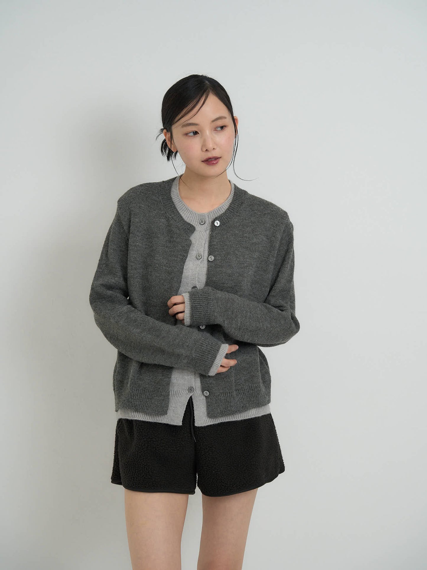 layered knit cardigan