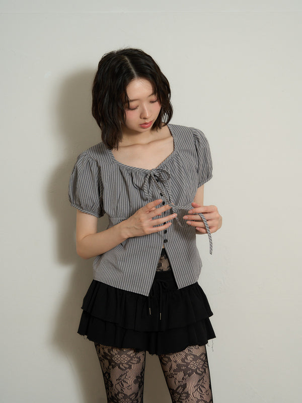 stripe ribbon blouse