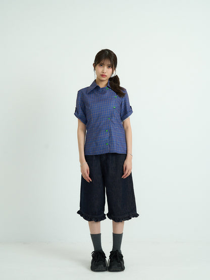 retro check button shirt