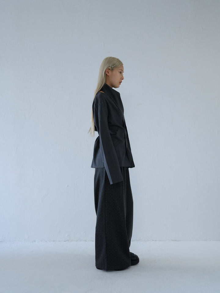 【 10月上旬発送予定 】drape neck asymmetric blouse