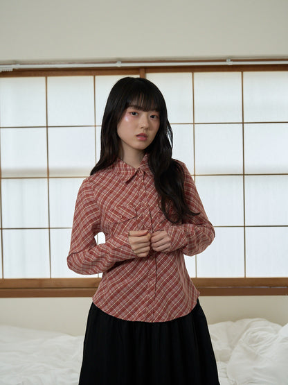 soft plaid cropped shirt