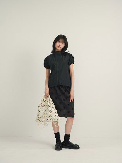 stand collar zip short jacket