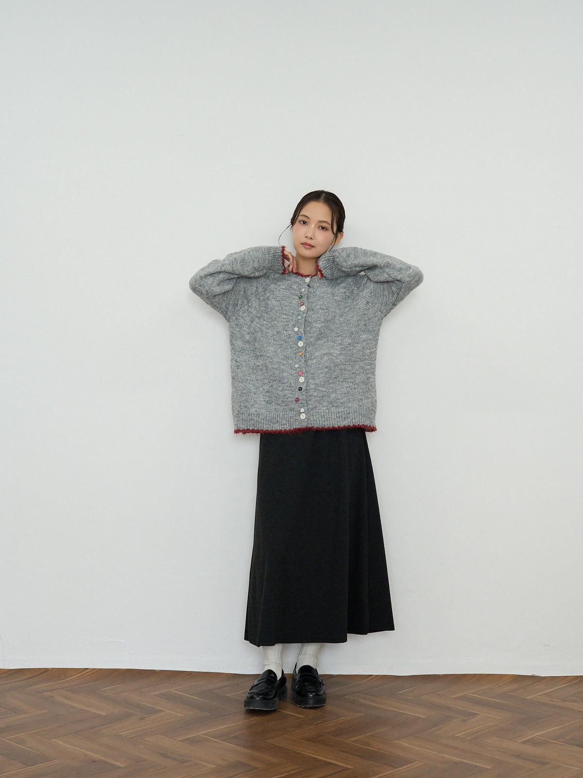 color button knit cardigan
